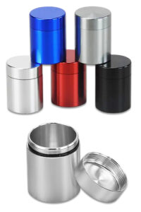 Wasserdichte Aluminium-Aufbewahrungsdose Ø 34mm x 46mm mit Dichtungsring, verschiedene Farben