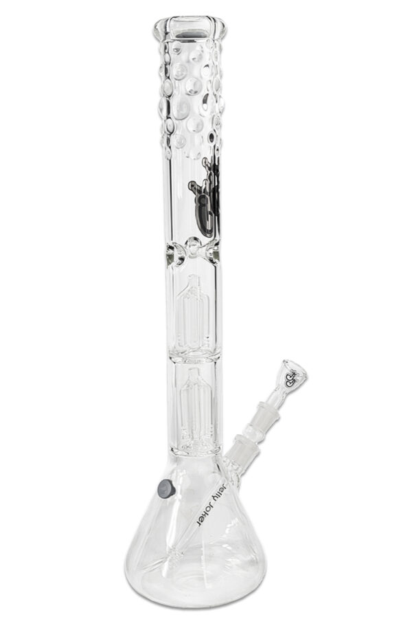 Rückansicht der Bustamit Jupiter Bong 55cm aus 7mm Borosilikatglas mit Kickloch-Gummi und 2× 18,8mm Schliff