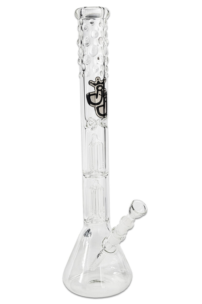 Bustamit Jupiter Bong 55cm aus 7mm Borosilikatglas mit 2× 3-Arm-Perkolator, Eiskerben, Kickloch-Gummi und 2× 18,8mm Schliff