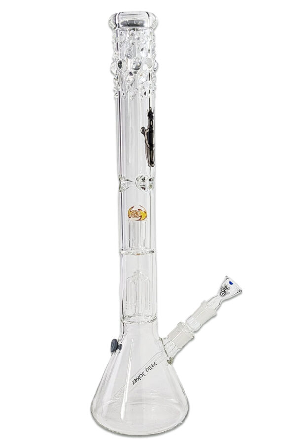 Seitenansicht der Bong Bustamid Uranus aus 7 mm Borosilikatglas mit Perkolator und Eiskerben