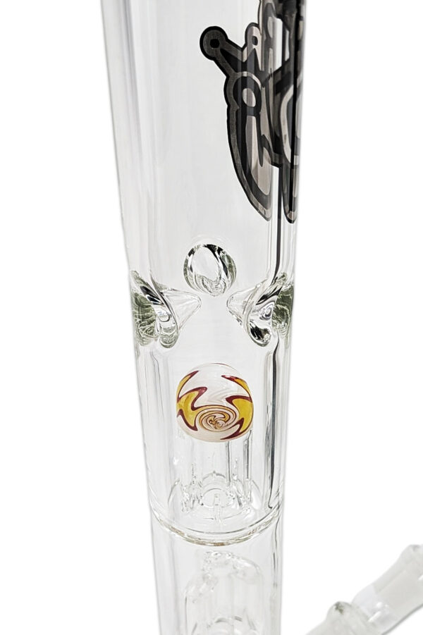 Glasverzierung und Spritzschutz der Bong Bustamid Uranus aus 7 mm Borosilikatglas