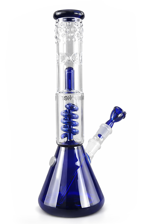 Bong "String-BL" - 4,5mm - 35cm 2 Bong „String-BL“ von hinten, blaues Glas, 35cm, 4,5mm Borosilikatglas, 18,8mm Schliff
