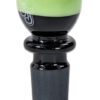 Bong Kopf B-013 in Schwarz/Slime-Green aus Glas mit 18,8mm Schliff, freigestellt auf weißem Hintergrund