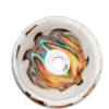 Bong Kopf Swirl Rainbow – Detailansicht von oben, Glas, 18,8 mm Schliff, 5 mm Durchlass, buntes Rainbow-Swirl-Design