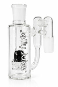 Bong Vorkühler „Kara“ aus 4mm Glas mit 2x18,8mm Schliff, Wheelpercolator mit schwarzem Ansatz, 90°Anschluss
