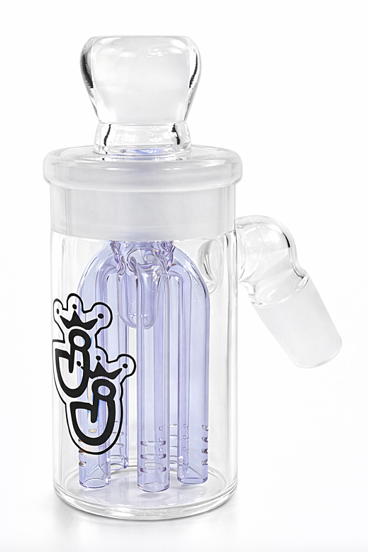 Vorkühler Steckfix lila - 18,8mm 1 Bong Vorkühler „Steckfix“ in Lila aus Borosilikatglas, 14,5cm, 2x18,8mm Schliff, zerlegbar