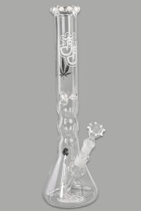 Bong White Tulip 45 cm aus 5 mm Borosilikatglas mit weißen Eiskerben – Bong kaufen bei Jelly Joker