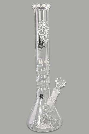 Bong White Tulip 45 cm aus 5 mm Borosilikatglas mit weißen Eiskerben – Bong kaufen bei Jelly Joker