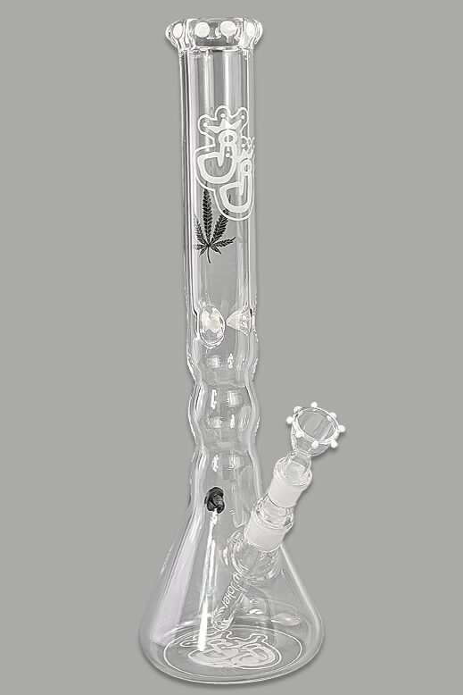 Bong White Tulip 45 cm aus 5 mm Borosilikatglas mit weißen Eiskerben – Bong kaufen bei Jelly Joker