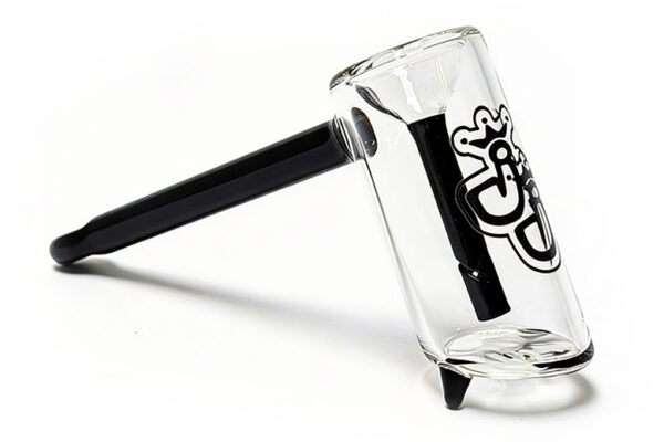 Bubbler „Klaus“ – 15,5cm – 8,5cm 1 Bubbler Klaus aus Borosilikatglas, ca.15,5cm lang und ca.8,5cm hoch, schwarzer gedrehter Schlitzdiffusor