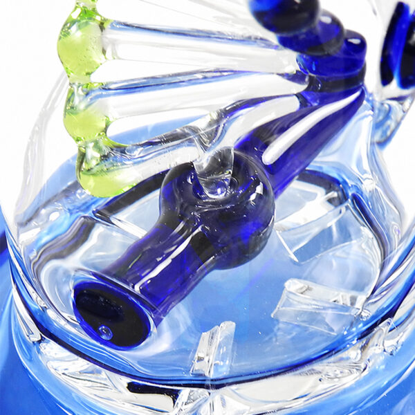 Bong „DNA“ – 27cm – 4mm Borosilikatglas – drehender DNA-Strang 4 DNA Bong – Detailaufnahme der Auflage des DNA-Strangs im unteren Glaskörper