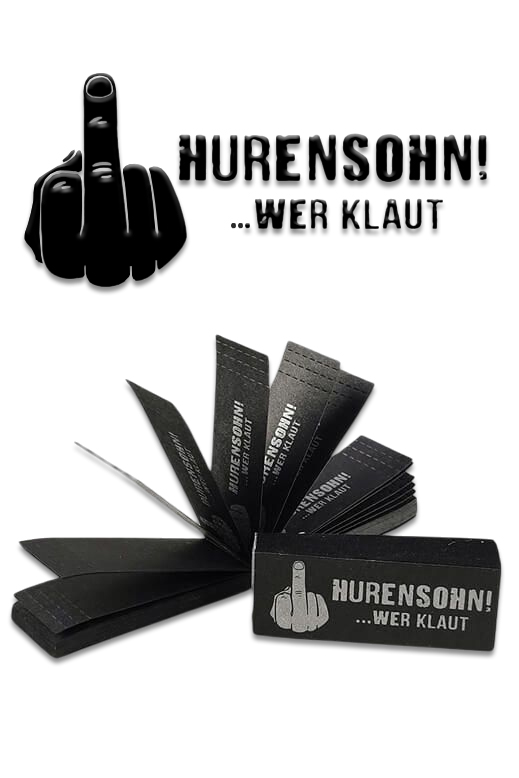 Filtertips Hurensohn wer klaut – schwarz 53x20mm, 50 Stück, perforiert