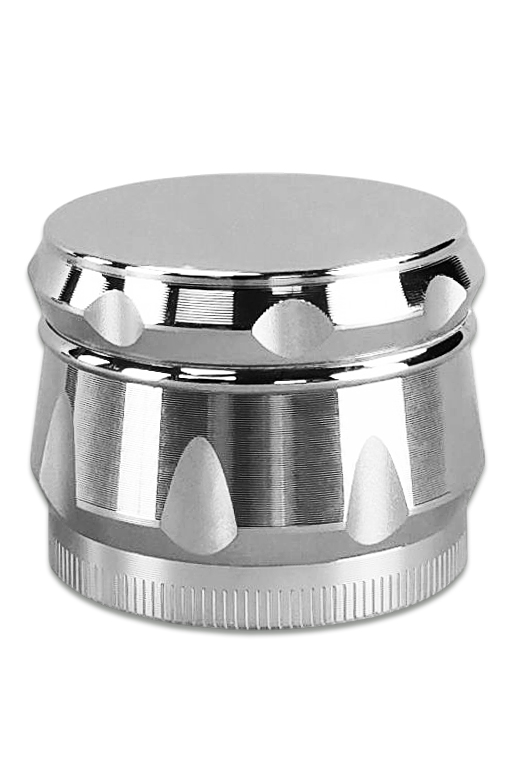 Zink Grinder GRZ19107 silber 1 Silberner Ø36 mm Zink Grinder, 4-teilig mit Pollensieb, Schaber und 24 Diamantzähnen.