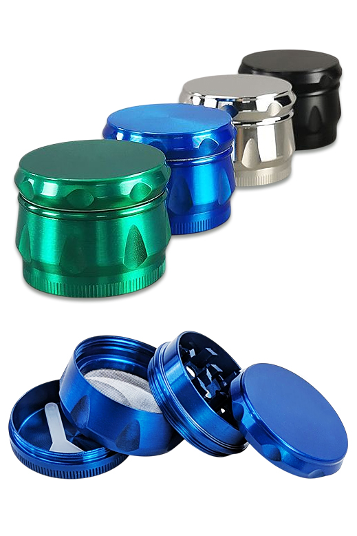 36 mm Zink Grinder, 4-teilig, mit Pollensieb, Schaber und 24 Diamantzähnen