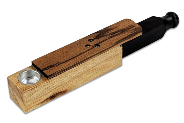 Handpfeife zusammenschiebbar aus Holz mit Metallkopf