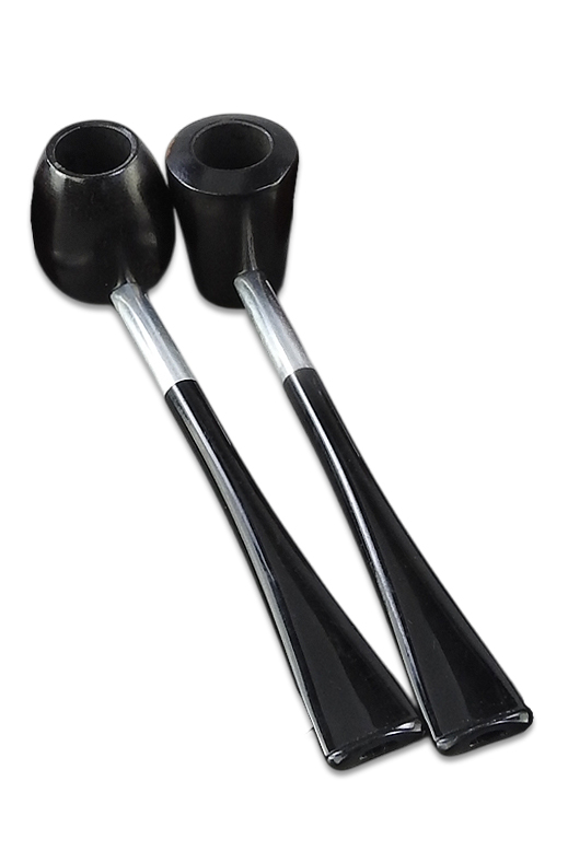 Handpfeife mit Holzkopf und Metall-Zwischenstück, 14,5 cm