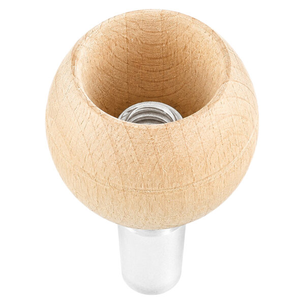 Naturbelassener Holzkopf mit Glasschliff 14,5mm von oben