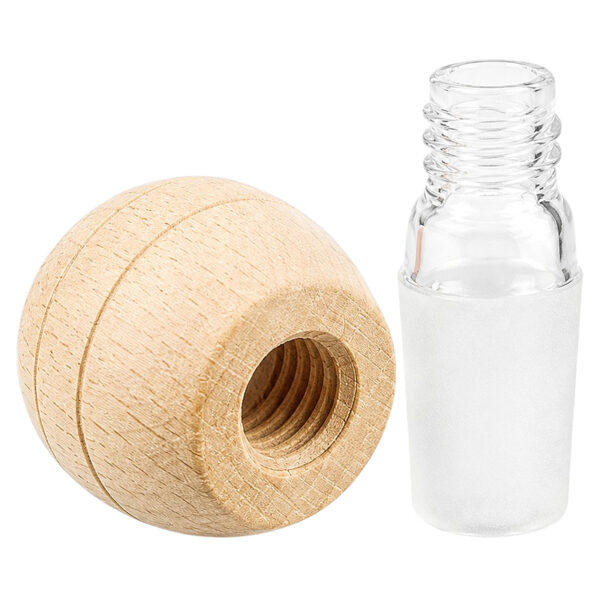 Naturbelassener Holzkopf mit Glasschliff 14,5mm zerlegt