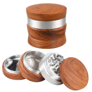 Premium Holzgrinder aus Akazienholz Ø50mm mit Aluminium-Innenleben