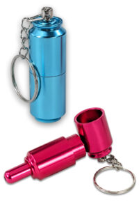 Handpfeife mit Schlüsselanhänger aus eloxiertem Aluminium, 5,3 cm (Ø 1,8 cm), zusammengebaut 7,5 cm