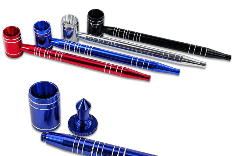 Purpfeife aus Aluminium in Geschenkbox, 16 cm, sieblos