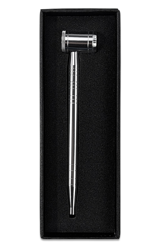 Purpfeife MSP15003 Silber 1 Silberne Aluminium-Purpfeife in Geschenkbox – 16 cm, siebloser Kopf