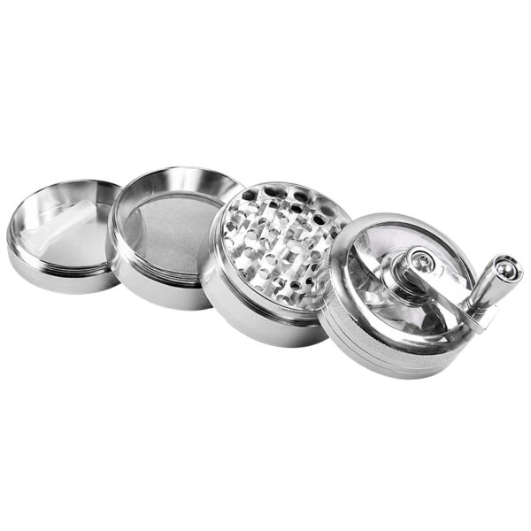 Geöffneter silberner Kurbelgrinder aus Aluminium Ø50mm