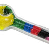 Spoonpipe aus 5-mm-Glas mit farbigem Granulat und hinterem Kickloch