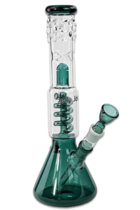 String-LG Bong 35 cm Glasbong aus 4,5 mm Borosilikatglas mit Kühlspirale und Eiskerben