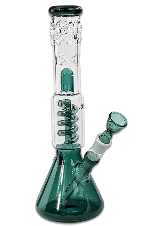 String-LG Bong 35 cm Glasbong aus 4,5 mm Borosilikatglas mit Kühlspirale und Eiskerben