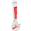 Supreme Bong aus Glas von oben mit rotem Schlitzdiffusor und Kickloch