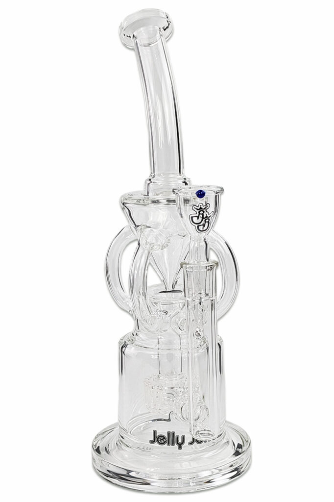 Bong „Watercycler“ aus 5 mm Borosilikatglas mit Wheelperkolator und vier Röhren – 31 cm