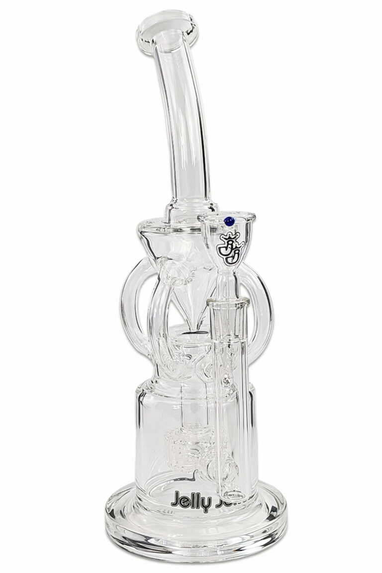 Bong „Watercycler“ aus 5 mm Borosilikatglas mit Wheelperkolator und vier Röhren – 31 cm