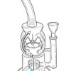 Technische Zeichnung der Bong „Watercycler“ mit Wasserkreislauf und Wheelperkolator