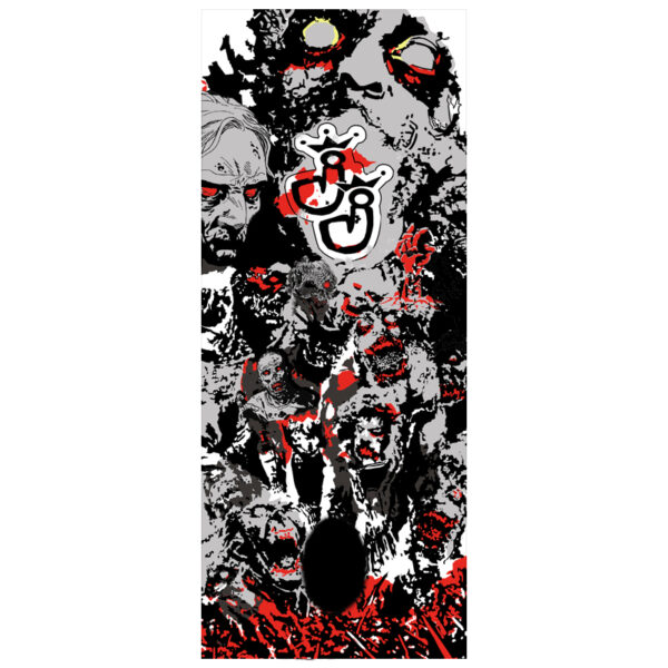 Bong „Colour Zombie“ – 45cm – 5mm Glas – Zombie-Motiv 3 Zombie Bong – Nahaufnahme des schwarz-grau-roten Zombie-Motivs