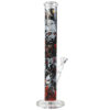 Zombie Bong von hinten mit durchgängigem schwarz-grau-rotem Motiv und rundem Glasfuß