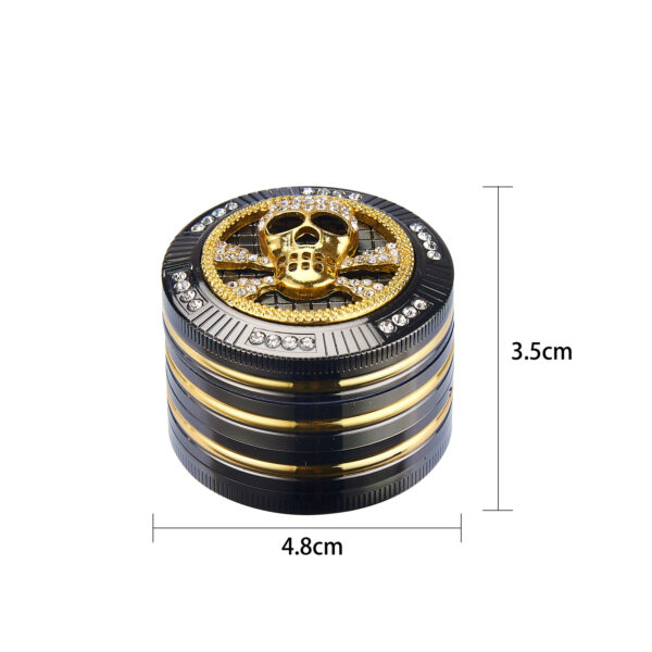 Bling Bling Grinder Ø50mm aus Metall mit Skull Design Maße 4,8cm x 3,5cm