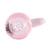 Pinker siebloser Bongkopf mit 18,8mm Schliff von oben mit sichtbaren Bodenöffnungen und seitlichem Glasgriff