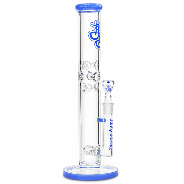 Bong mit Eiskerben CiceA 40cm aus 5mm Borosilikatglas mit Stabperkolator und blauem Rand