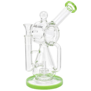 Doppelkammer Bong „Randy“ 25cm aus 5mm Borosilikatglas mit Wheelperkolator