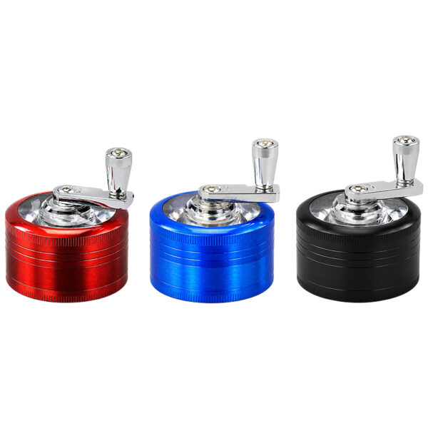 Dreiteiliger Kurbelgrinder aus Aluminium in verschiedenen Farben