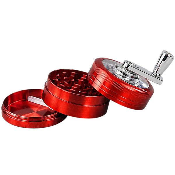 Geöffneter dreiteiliger Kurbelgrinder aus Aluminium