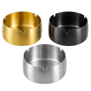 Großer Edelstahl Aschenbecher Ø11,5cm in Silber, Gold und Schwarz