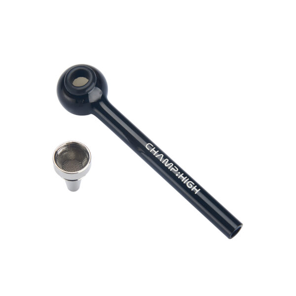 Handpfeife schwarz aus Glas mit abgenommenem Metallköpfchen