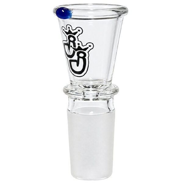 Kelchförmiger Bongkopf 18,8mm aus Borosilikatglas mit blauem Wegrollschutz