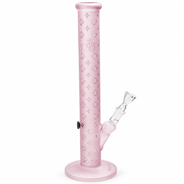 Louis PK Bong – 45cm – 5mm Borosilikatglas 2 Louis PK Bong von Jelly Joker in Pink mit 45cm Höhe seitlich