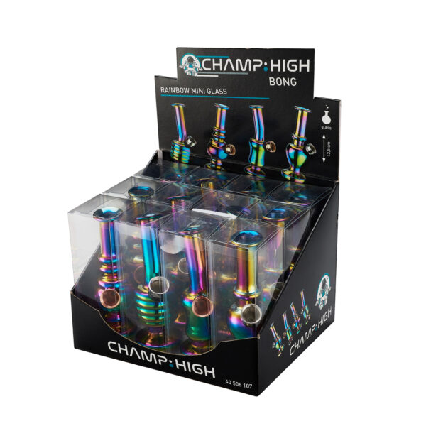 Mini Bong 13cm Rainbow im Display mit 12 Stück