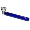 Stahl Handpfeife mit Glasmundstück Blau – 9cm