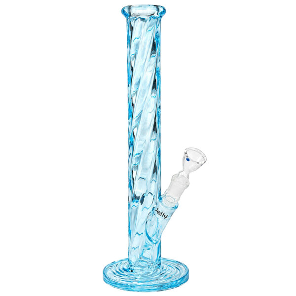 Gedrehte Bong „Twylinder“ – 5mm / 40cm – markante Glasstruktur in Blau 1 Gedrehte Bong Twylinder Blau aus 5mm Borosilikatglas mit 40cm Höhe