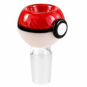 18,8mm Köpfchen Pokeball aus Borosilikatglas rot weiß